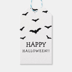 Black Bats & White Cute Halloween Party Chic Gift Tags