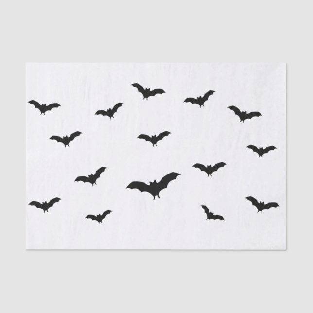Black Bats & White Cute Halloween Party Chic Tissue Paper (Front)