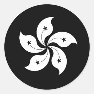 Black Bauhinia flag Classic Round Sticker