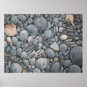 Black Beach Rocks Pebbles Stones Poster