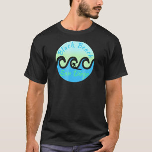Black Beach Surfing Surf San Diego Waves T-Shirt