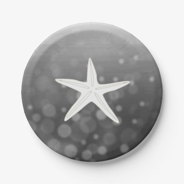 Black Beach Themed Starfish Paper Plates (Front)