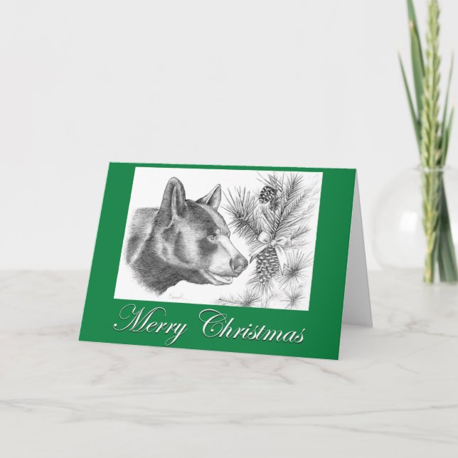 Black Bear and a Christmas Tree Card (Front)