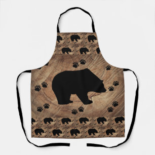 Black Bear And Bear Paws Apron