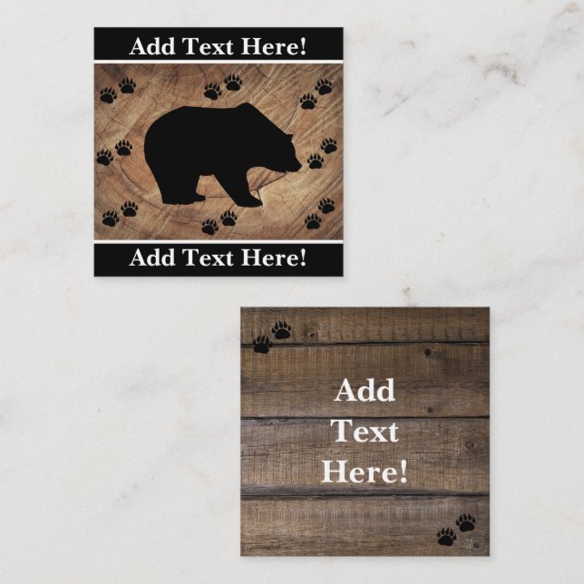 Black Bear And Bear Paws Card (Front/Back)