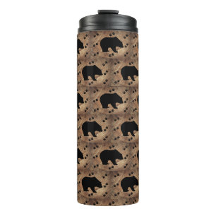 Black Bear And Bear Paws Thermal Tumbler