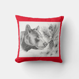 Black Bear and Christmas Tree Cushion