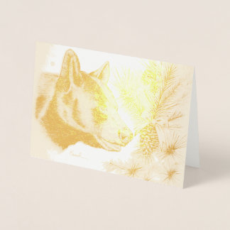 Black Bear and Christmas Tree Foil Card
