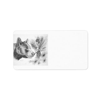 Black Bear and Christmas Tree Label