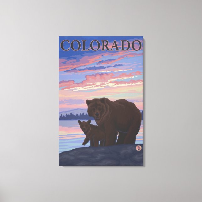 Black Bear and CubColorado Canvas Print (Front)