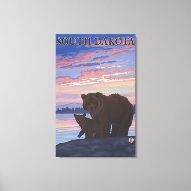 Black Bear and CubSouth Dakota Canvas Print (Front)
