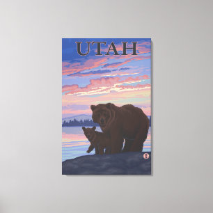 Black Bear and CubUtah Canvas Print
