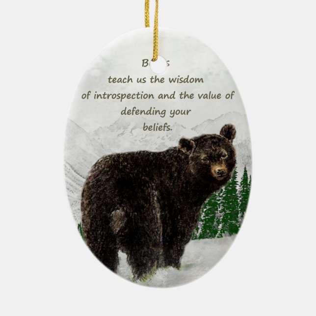 Black Bear Animal totem Inspirational Spirit Guide Ceramic Tree Decoration (Back)