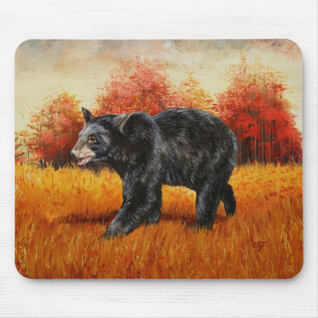 Black Bear Autumn Mouse Mat (Front)
