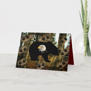 Black Bear Bald Eagle Bear Paw Prints Wilderness Card