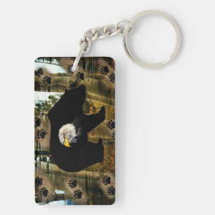 Black Bear Bald Eagle Bear Paw Prints Wilderness Key Ring