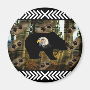 Black Bear Bald Eagle Bear Paw Prints Wilderness Magnet