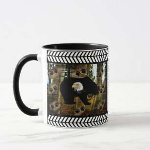 Black Bear Bald Eagle Bear Paw Prints Wilderness Mug