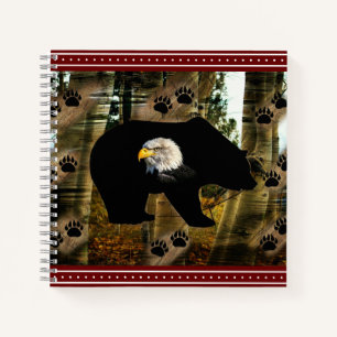 Black Bear Bald Eagle Bear Paw Prints Wilderness Notebook