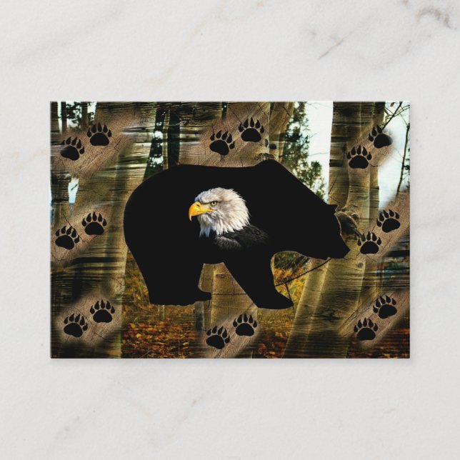 Black Bear Bald Eagle Bear Paw Prints Wilderness S Business Card (Front)