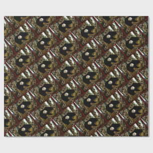 Black Bear Bald Eagle Bear Paw Prints Wilderness Wrapping Paper