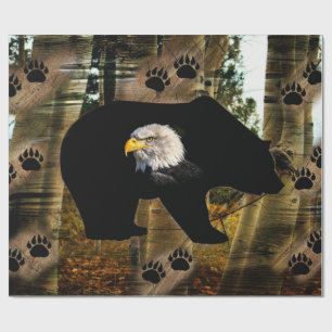 Black Bear Bald Eagle Wilderness Wrapping Paper