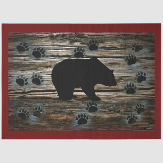 Black Bear Bear Paws Tissue Paper (Front)