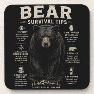 Black Bear Bear Survival Tips Vintage Outdoor Coaster