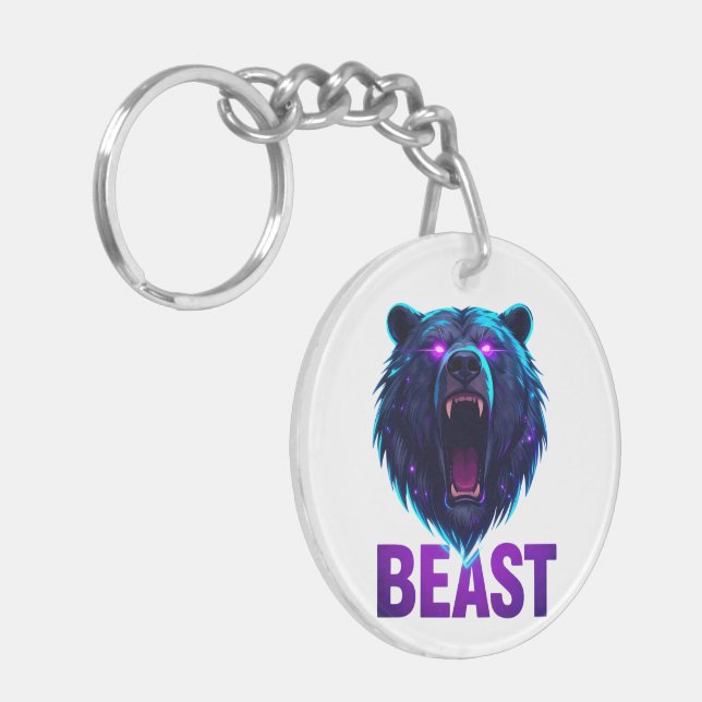Black Bear 'BEAST' - Bold Aesthetic Key Ring (Front Left)