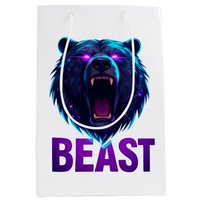 Black Bear 'BEAST' - Bold Aesthetic Medium Gift Bag (Front)