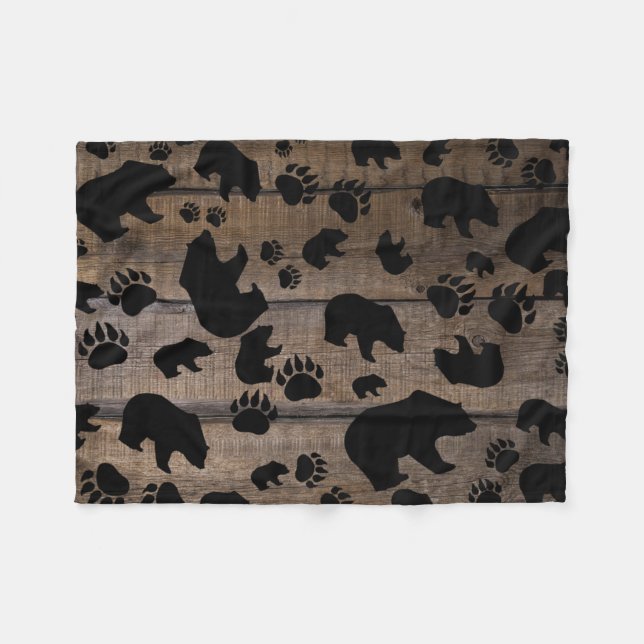 Black Bear Black Bear Paws Fleece Blanket (Front (Horizontal))