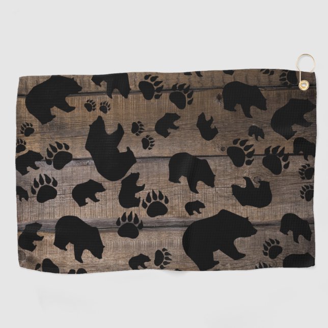 Black Bear Black Bear Paws Golf Towel (Horizontal)