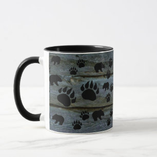 Black Bear Black Bear Paws Rustic Wood Mug