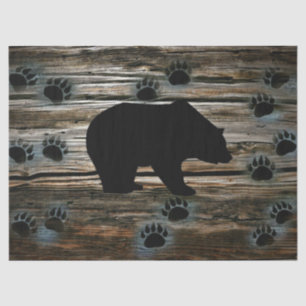 Black Bear Black Bear Paws Rustic Wood Tissue Paper