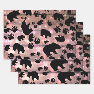 Black Bear Black Bear Paws Wrapping Paper Sheet