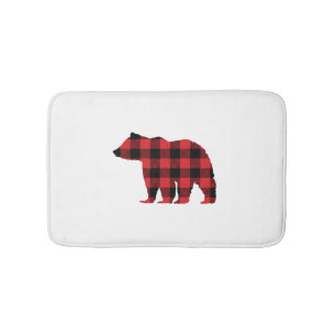 Black Bear Buffalo Check Bath Mat