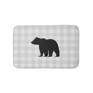 Black Bear Buffalo Check Bath Mat
