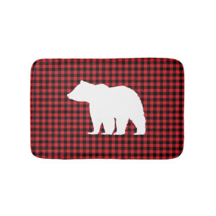 Black Bear Buffalo Check Bath Mat