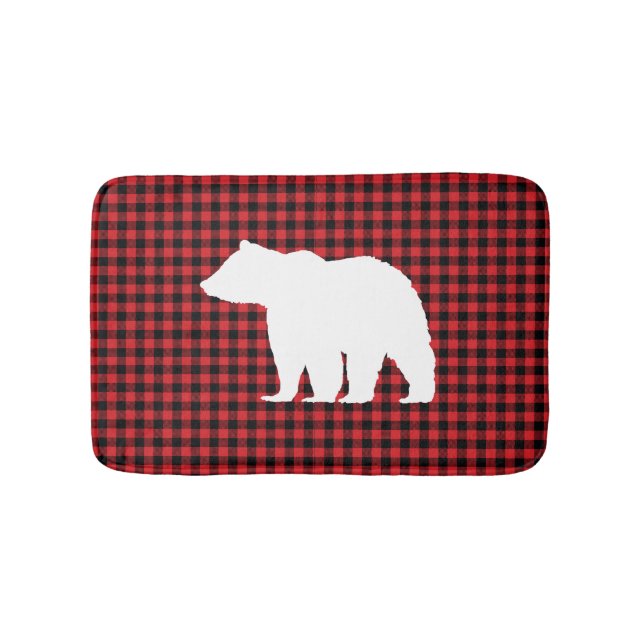Black Bear Buffalo Check Bath Mat (Front)