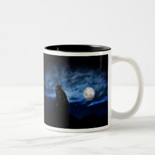 Black bear by moonlight Two-Tone coffee mug