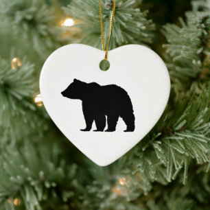 Black Bear Christmas Art Ceramic Tree Decoration