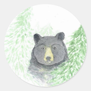 Black Bear Christmas Classic Round Sticker