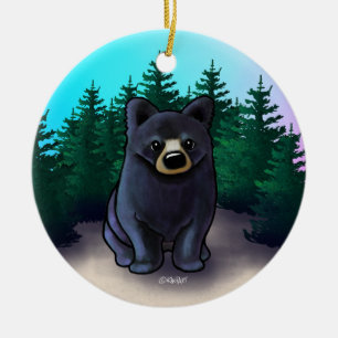 Black Bear Cub Ceramic Tree Decoration