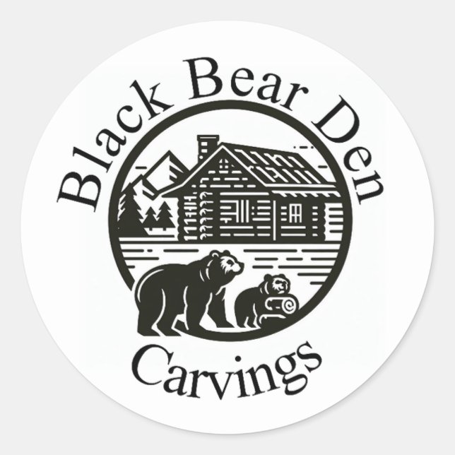 Black Bear Den Carvings sticker (Front)