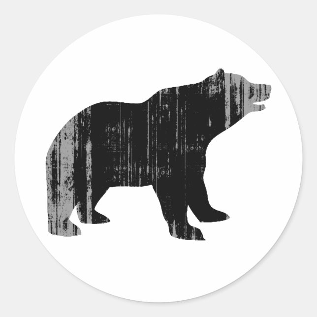 BLACK BEAR distressed Classic Round Sticker (Front)