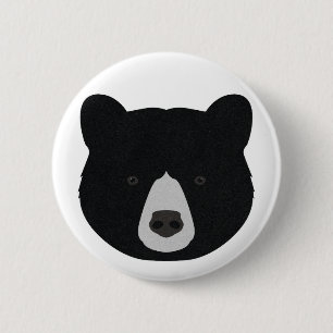 Black Bear Face 6 Cm Round Badge