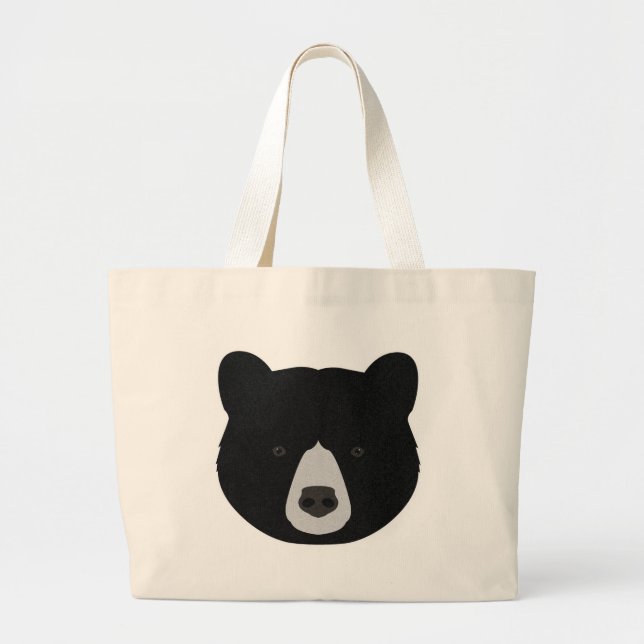 Black Bear Face Large Tote Bag (Front)