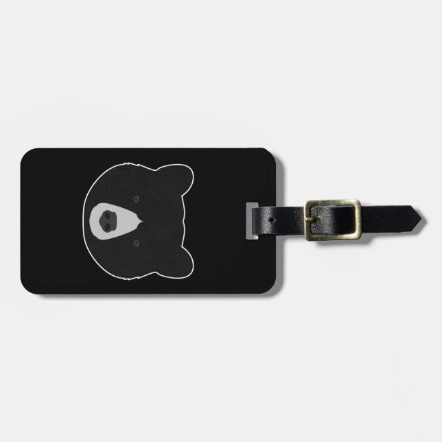 Black Bear Face Luggage Tag (Front Horizontal)