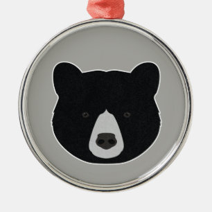 Black Bear Face Metal Tree Decoration