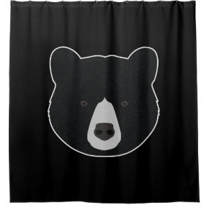 Black Bear Face Shower Curtain